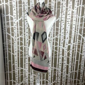 Western Geometric Oversized Fringe Trim Scarf Shawl Wrap